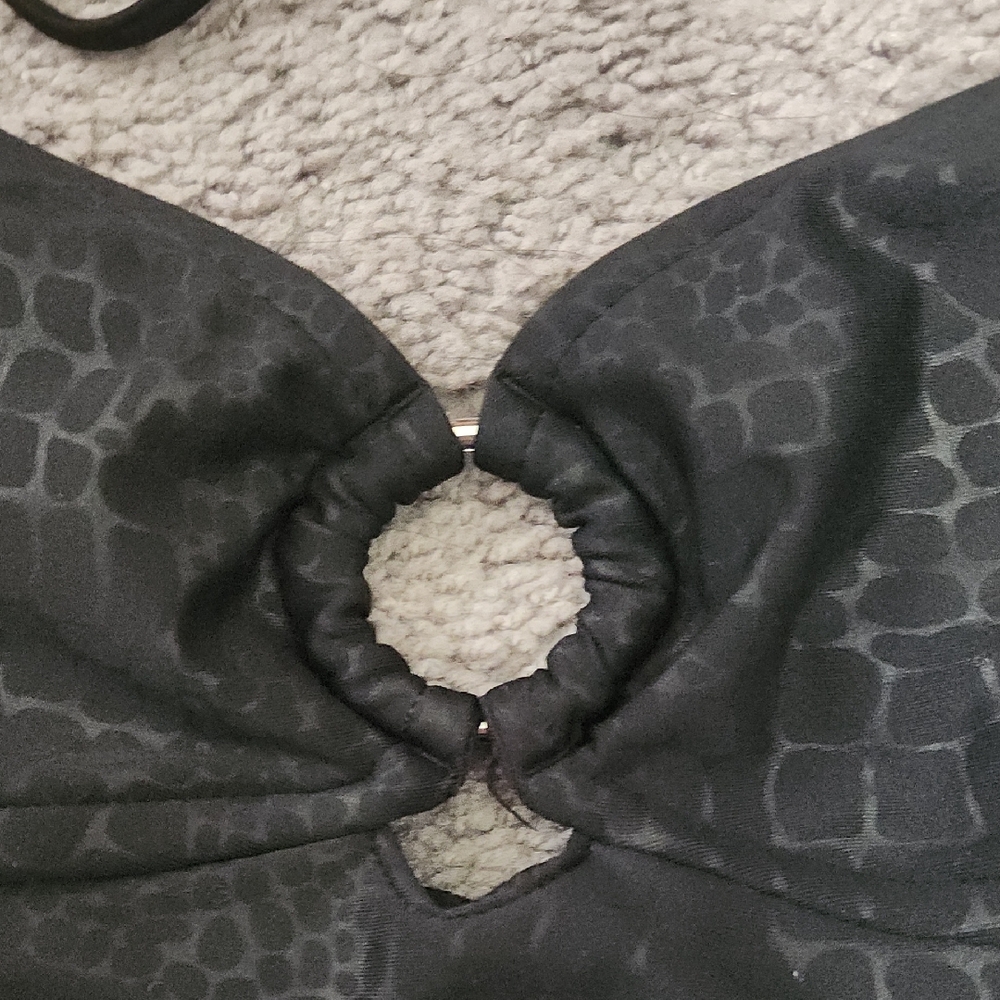 Xhilaration Black Leopard Print Monokini Swimsuit | Size M - Picture 4 of 8
